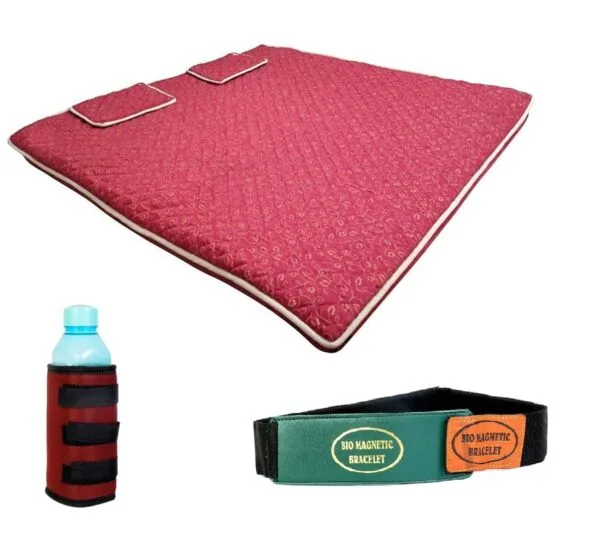 ParaShi Bio Energy Magnetic Mattress Topper 5 x 6 ft with 2 Pillow Pad | Water Bottle Cover/Bio Magnetic Water Energy Pad | Bio Magnetic Hand Bracelet Combo for Deep Sleep and Pain Relief